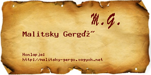 Malitsky Gergő névjegykártya